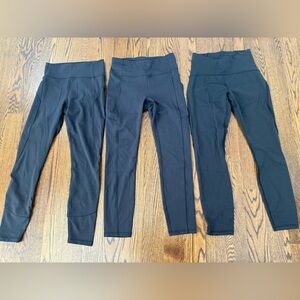 3 Lululemon Leggings Tights 7/8 Length Black Size 6 High waist Everlux Luxtreme
